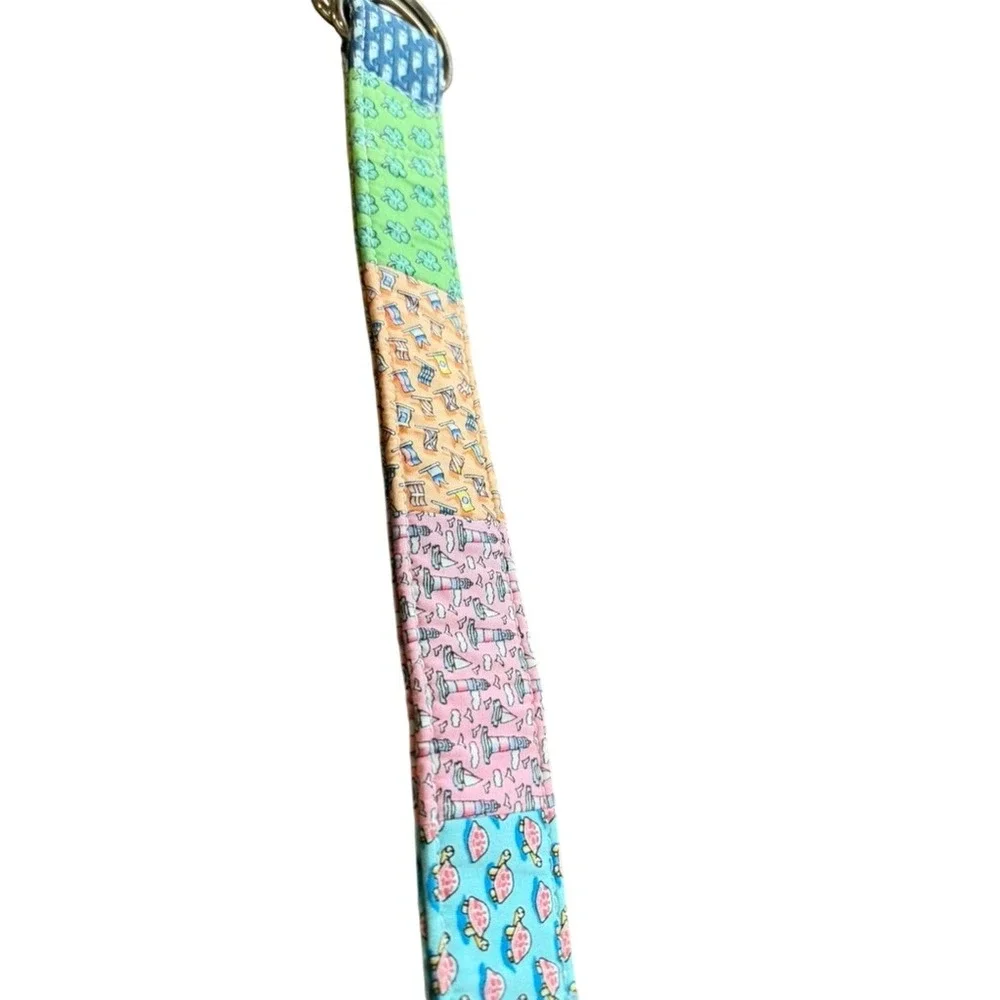 Vineyard Vines Womens Patchwork D-Ring Belt Multicolor Nautical Cotton 40.5
